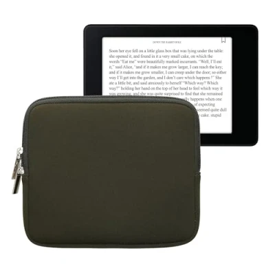 Immagine di kwmobile Custodia Universale per eReader Copertina in Neoprene verde scuro con Chiusura a Zip Misura 17,5 x 14,7 cm Astuccio portatablet