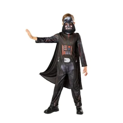 Immagine di Rubies Costume Darth Vader per bambini, tutina stampata con mantello e maschera. Ufficiale Star Wars sostenibile Green Collection Carnevale, Natale, Compleanno, Feste Halloween