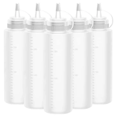 Immagine di Lestiven Bottiglia Squeeze di Plastica,5pcs 240ml 8oz per con Tappi a Prova Perdite e Senza BPA, Ketchup, Senape, Mayo, Salse piccanti, Olio d&#039;oliva