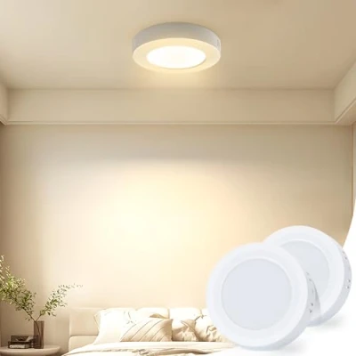 Immagine di Aigostar Plafoniera LED, 6W Equivalente a 50W, IP20 600LM, Lampada da Soffitto per Bagno Cucina Corridoio e Balcone, dritta 3000K Luce Bianca Calda, Ø12.3cm, 2 Confezioni