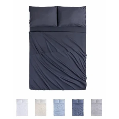Immagine di Todocama Set di lenzuola da 4 pezzi 4002 Lenzuolo con angoli Sopra Due federe 50 x 80 cm (letto 90 190/200 cm, grigio scuro)