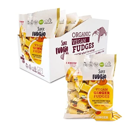 Immagine di SUPER FUDGiO Caramelle organiche Zenzero Vegano e senza glutine Caramello biologico olio di palma con latte cocco zucchero 10 X 150 g Multipack