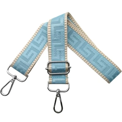 Immagine di Tracolla Regolabile per Borsa Donna Colorate Cinghia a Spalla di Ricambio Larga 3.8cm con Argento Moschettoni, Borsette, Crossbody, Cachi/Blu chiaro