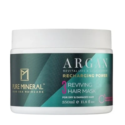 Immagine di Pure Mineral Maschera Capillare all&#039;Argan Intensiva Riparazione E Brillantezza per Capelli Secchi Nutriente con Vitamina Senza solfati, parabeni, petrolati 350ml