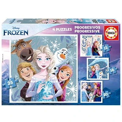 Immagine di Educa Set di 4 puzzle progressivi per bambini da 12 a 25 pezzi con immagini Frozen e dei suoi amici. Misure: 16 x cm. Consigliato partire 3 anni (19735)