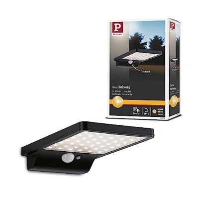 Immagine di Paulmann Wandleuchte 95393 Lampada da Esterni Solare LED Solveig con rilevatore di Movimento IP44 angolare incl. 1x4,8 Watt Nero plastica 3000 K 4.8 W