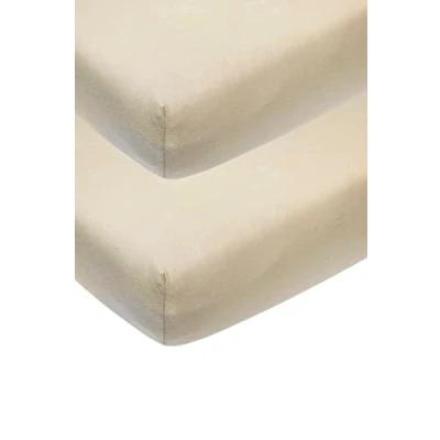 Immagine di Meyco Baby Uni lenzuolino 2 pezzi per la culla (lenzuolo con qualità di morbido jersey, in 100% cotone, dimensioni: 70 x 140 cm), sabbia