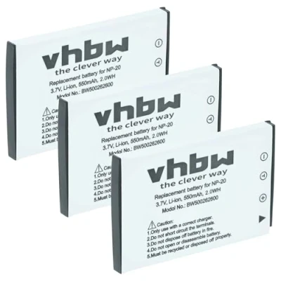 Immagine di vhbw 3x batteria compatibile con Casio Exilim EX S880, Z11, Z12, Z60, Z65, Z70 fotocamera digitale DSLR (550mAh, 3,6V, Li Ion)