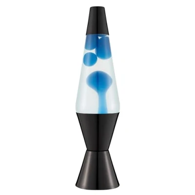 Immagine di LAVA® lampada 2313, cera blu, liquido trasparente, base e cappuccio neri, di movimento originale marca 14,5 pollici