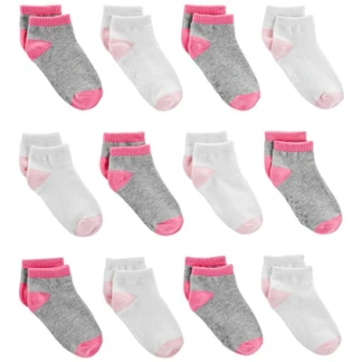 Immagine di Simple Joys by Carter&#039;s 12 Pack No Show Infant And Toddler Socks, Bianco/Grigio/Rosa, 0 6 Mesi (Pacco da 12) Unisex Bimbi