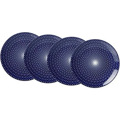 Immagine di Ritzenhoff &amp; Breker Torta e Colazione Set di Piatti Royal Reiko, 4 Pezzi, 21,5 cm Diametro, in Porcellana, Bianco Blu