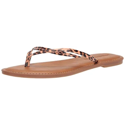 Immagine di Amazon Essentials Sandali Infradito Donna, Marrone Chiaro Leopardata, 43 EU
