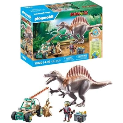 Immagine di PLAYMOBIL Dinos Attacco del Spinosauro sull&#039;escavazione di dinosauri Set gioco con Giocattolo d&#039;azione avventuroso per bambini dai 4 anni in su 71820