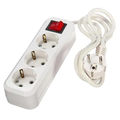 Immagine di Ciabatta a 3 prese schuko con interruttore, 5 m, 3G, 1,5 mm², bianca, base