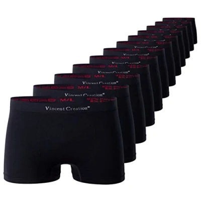 Immagine di Vincent Creation® Boxer Uomo 12 Pezzi Seamless Microfibra (S/M, Nero)