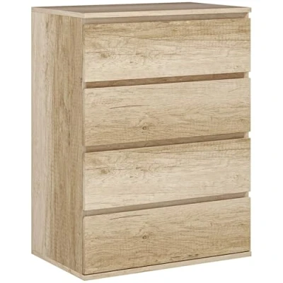 Immagine di HOMCOM Cassettiera a 4 cassetti in stile moderno con chiusura ammortizzata, per camera da letto, soggiorno 60 x 40 80 cm, legno naturale