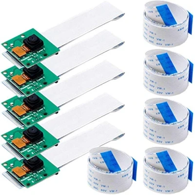 Immagine di AZDelivery 5 x Camera compatibile con Raspberry Pi Modulo E cavo flex 100cm Fotocamera incluso un Book!