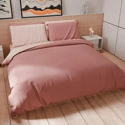Immagine di PETTI Artigiani Italiani Set Copripiumino Singolo 160x200 cm (1 Federa 50x80 Inclusa), Parure Morbida Microfibra Cipria Chiaro Scuro
