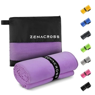 Immagine di Zenacross Asciugamano Palestra 70x140cm con Borsa per il Trasporto Microfibra a Rapida Asciugatura e Versatile Telo Taglie L Viola