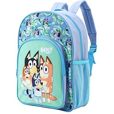 Immagine di Zawadi Global Bluey Zaino per bambini di alta qualità, la scuola, da viaggio, con tasca laterale in rete e frontale cerniera, Multicolore, 36.7cm (height), 26cm (width), 13cm (depth)