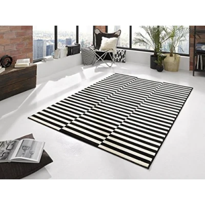 Immagine di HANSE Home Design Tappeto a Pelo Corto, in Polipropilene, 120 x 170 0,9 cm, Colore: Nero/Crema