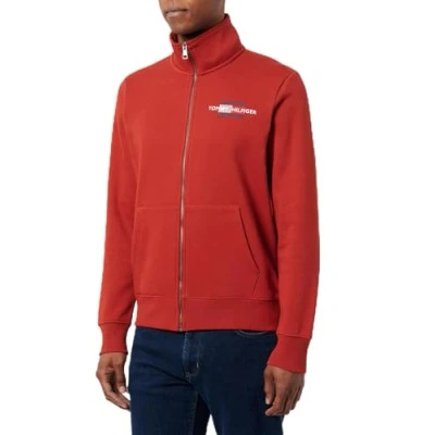 Immagine di Tommy Hilfiger Uomo Felpa con Zip Flag Embro Colletto alla Coreana, Rosso (Dark Magma), 3XL