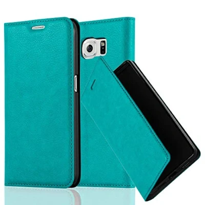 Immagine di Cadorabo Custodia Libro per Samsung Galaxy S6 in Turchese Petrolio con Vani di Carte, Funzione Stand e Chiusura Magnetica Portafoglio Cover Case Wallet Book Etui Protezione
