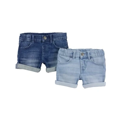 Immagine di Simple Joys by Carter&#039;s Pantaloncini di Jeans Bimba, Pacco da 2, Denim Scuro/Denim Chiaro, 3 6 mesi