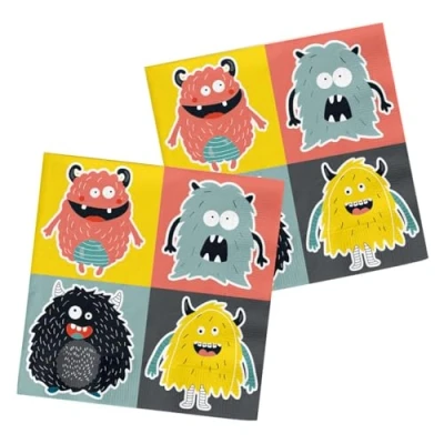 Immagine di Folat Tovaglioli Monster Bash 33x33cm 20 pezzi, Multicolore, 68352