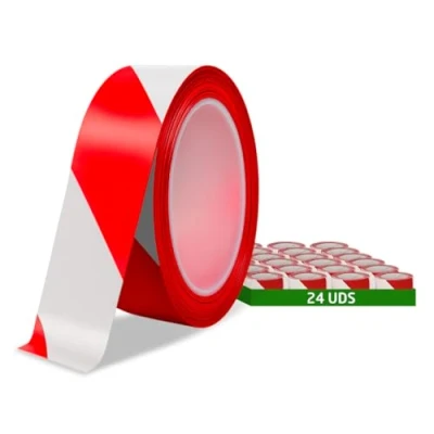 Immagine di Amig Confezione da 24 nastri segnaletici 200 m di lunghezza x 70 mm larghezza Rosso e Bianco Realizzati in Polietilene a Bassa Densità (LDPE) Per la delimitazione delle aree sicurezza