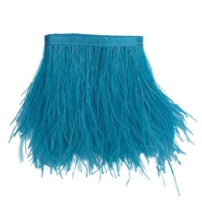 Immagine di Sowder, orlo sfrangiato con piume di struzzo nastro raso per abito, cucito, artigianato, costumi, decorazioni, confezione da 1,8 m Turquoise