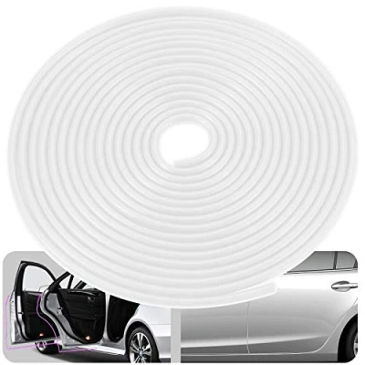 Immagine di Striscia protettiva per bordi delle portiere auto, rotolo da 10 m, guarnizione in gomma a forma di U, adatta la maggior parte auto(10M,Bianco)