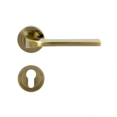 Immagine di domino TIPO R M3 Set di maniglie per porta, cilindro profilato, rosetta rotonda, maniglia porta d&#039;ufficio, cantina e interna, accessori in alluminio, bronzo