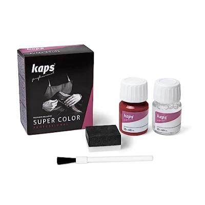 Immagine di Kaps Tinta Super Color + Preparatore (25 ml ognuno), Colorante Professionale per Pelle Naturale, Tela, Ecopelle, Nutre e Ripara le Scarpe in (112 Rosso)