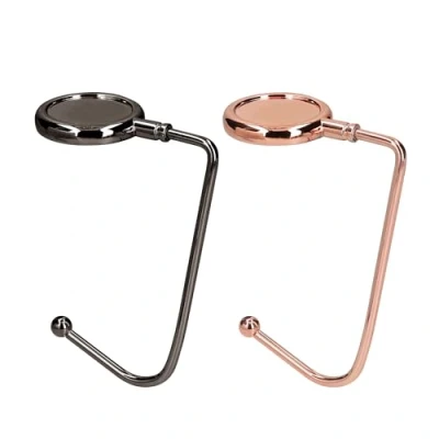 Immagine di kwmobile 2x Gancio Borsa da Tavolo Appendi in Alluminio Antiscivolo Antigraffio Set Appendiborsa per Tavoli e Scrivanie max. 3kg nero/rame