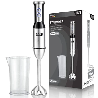 Immagine di LEBENLANG 1000W Frullatore immersione in acciaio inox mixer cucina e 8 fasi più Turbo professionale di alta qualità hand blender minipimer mini