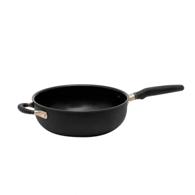 Immagine di Meyer Accent Padella antiaderente da 26 cm, adatta a induzione, con manici ergonici resistenti al calore, lavabile in lavastoviglie, resistente e anodizzata, nera, 4,3 l