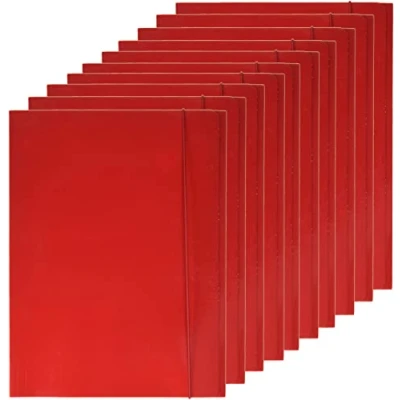 Immagine di Alevar Cartella 3 Lembi con Elastico 600 g, Formato A4, Colore Rosso, Confezione da 10 Pezzi