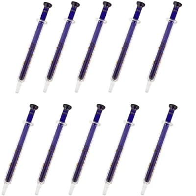 Immagine di Confezione da 10 siringhe in vetro blu riutilizzabili, 1 ml, diametro standard, adatte per campioni di laboratorio