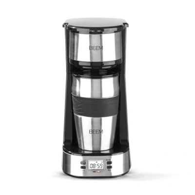 Immagine di BEEM Thermo 2 GO Caffettiera con filtro per 1 tazza Include da asporto 0,4 l e permanente timer 24 ore, 750 Watt [Acciaio inossidabile]