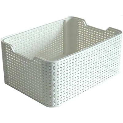 Immagine di Curver 189336, Cesto portaoggetti in plastica, Bianco Vintage, 28 x 19 13 cm