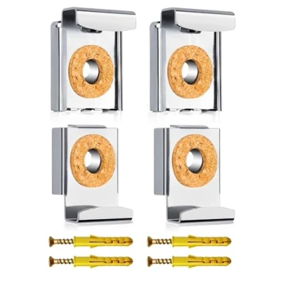 Immagine di WJUAN 4 Pezzi Ganci per Specchio a Muro, Appendi Clip Muro Regolabile con Molla, Montaggio Appendere Oggetti Incorniciati, Immagini, Specchi