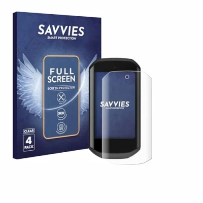 Immagine di savvies (4 Pezzi Full Screen Pellicola Protettiva per Garmin Edge 1050 Cover Copertura [Completa Trasparente, 3D Curved]