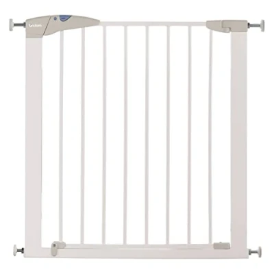 Immagine di Munchkin Lindam Axis Cancelletto con Chiusura di Sicurezza per Bambini, Barriera Scale e Vani Porta, Fissaggio a Pressione Senza Viti, Larghezza da 76 82 cm, Colore: Bianco
