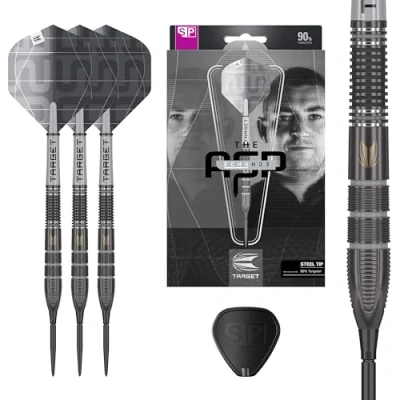 Immagine di Target Darts Nathan Aspinall x Echo 90% Tungsten Steel Tip Swiss Point Dart Set Freccette ASP Player Edition 22G, Shaft PRO Grip e voli Ultra No.2, attrezzo SP in Dotazione