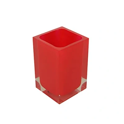 Immagine di Gedy Auckland Bagno Rosso, Misure e Peso: 11X7,2X7,2 CM &amp; 0,29 kg, Portaspazzolini in Resina Trasparente di Alta qualità, Design R&amp;S, Fatto a Mano, 2 Anni Garanzia, Unica