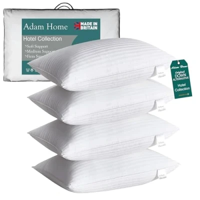 Immagine di Adam Home cuscini a righe di qualità alberghiera, imbottiti per letto laterale, rimbalzo rapido e resistente alla polvere, alta qualità, confezione da 4