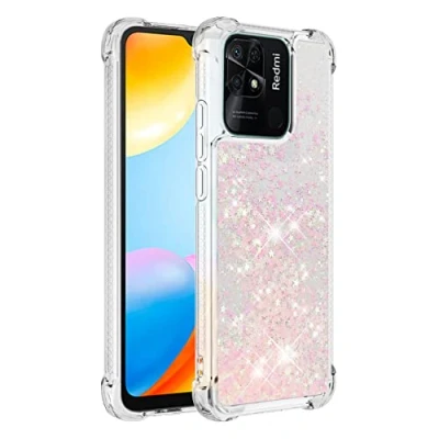 Immagine di KBIKO zxl Compatibili con Custodia per Xiaomi Redmi 10C,Glitter TPU Silicone Protettivo Morbido Brillantini Quicksand Cover 10C.Silver Pink YBL