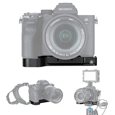 Immagine di JJC Impugnatura in Metallo per Sony Alpha 7 IV III II A7RIV A7RIII A7RII A7SIII A7SII A9 A1, Piastra a sgancio rapido L Supporto Staffa