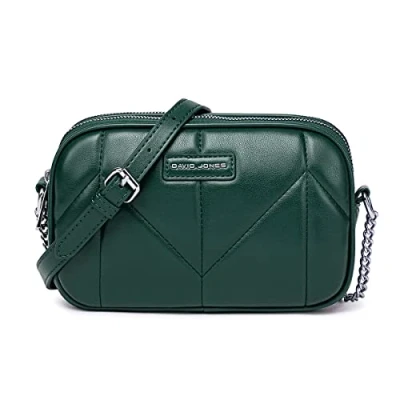 Immagine di David Jones Borsa a Tracolla Donna Spalla Multitasca con Zip Borsette Telefono Simil Pelle PU 2 scomparti Sacchetto Messenger Crossbody Bag Moda Verde